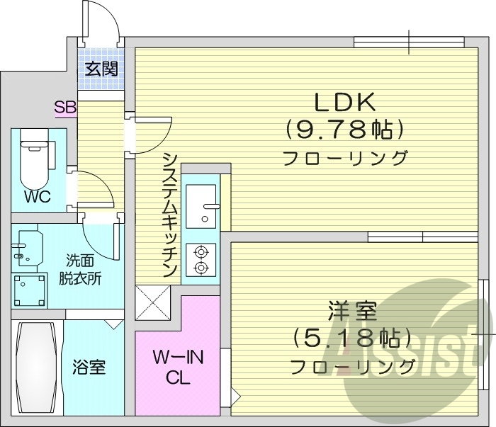1LDK、エアコン、都市ガス、宅配ボックス
