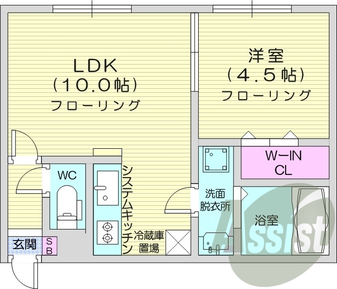 1LDK、システムキッチン、エアコン、宅配ボックス