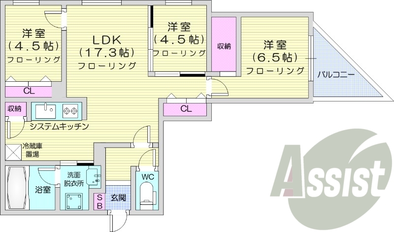 2LDK、都市ガス、エアコン、エレベーター、追い焚き