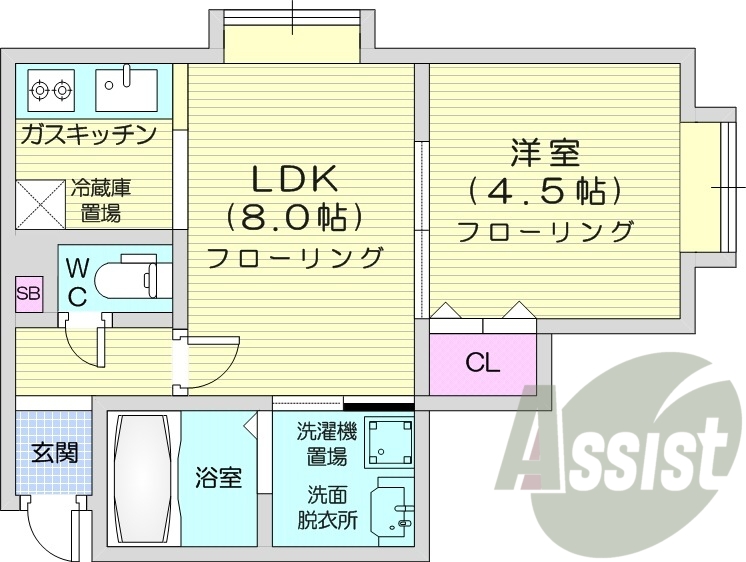 1LDK、シャンプードレッサー、シャワートイレ、灯油FF暖房
