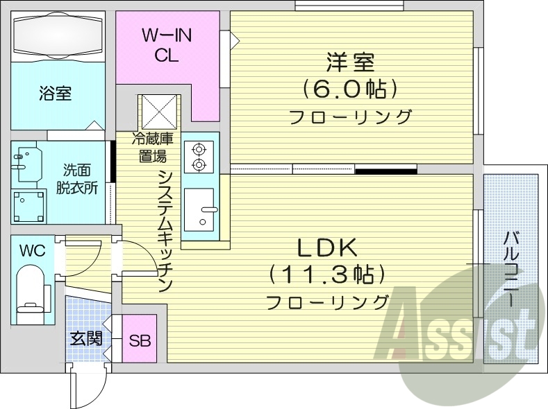 1LDK、エアコン、追い焚き、都市ガス、エコジョーズ