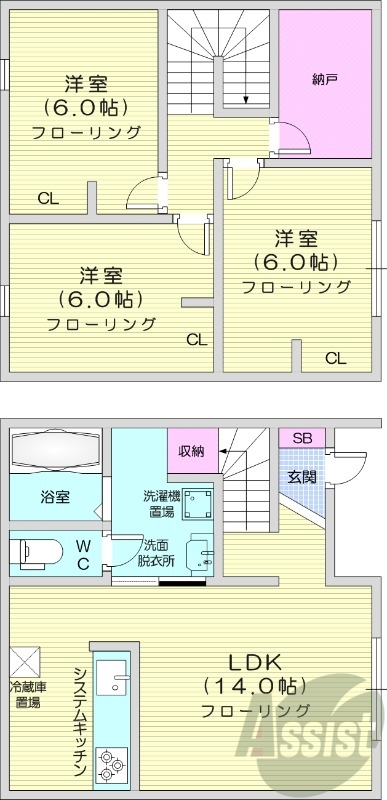 3LDK、システムキッチン、追焚機能、エアコン