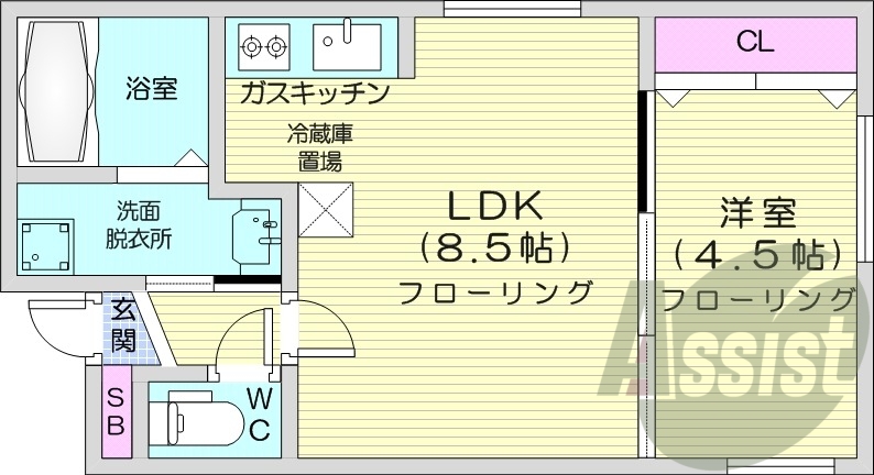 1LDK、エアコン、浴室乾燥機、独立洗面台
