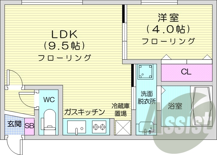 1LDK、エアコン、浴室乾燥機、独立洗面台
