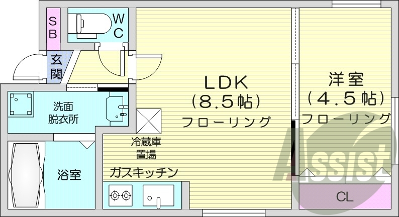 1LDK、エアコン、浴室乾燥機、独立洗面台