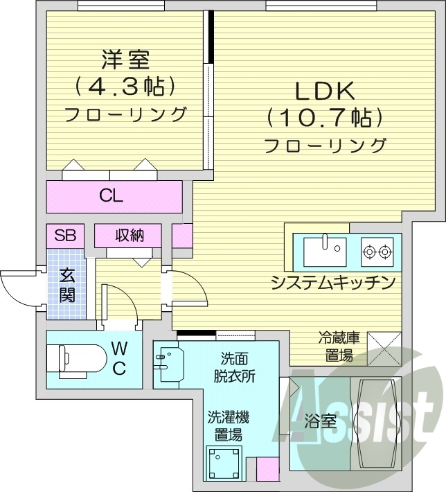 1LDK、エアコン、灯油暖房、浴室乾燥機、独立洗面台
