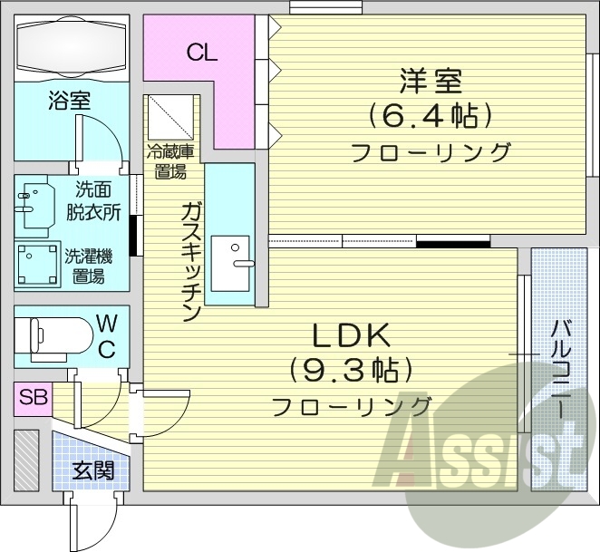 1LDK、エアコン、灯油暖房、ネット無料