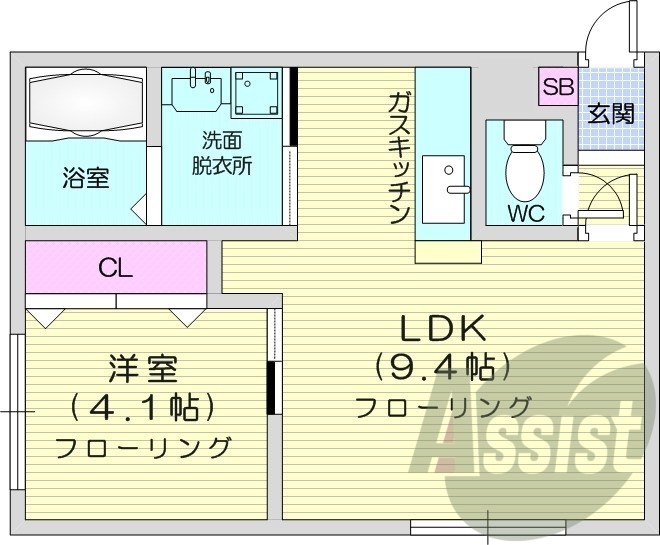 1LDK、灯油暖房、オートロック、モニターホン