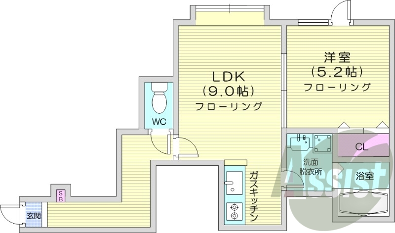 １LDK、灯油暖房、洗面化粧台、トランクルーム