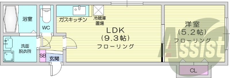 1LDK、オートロック、インターネット無料