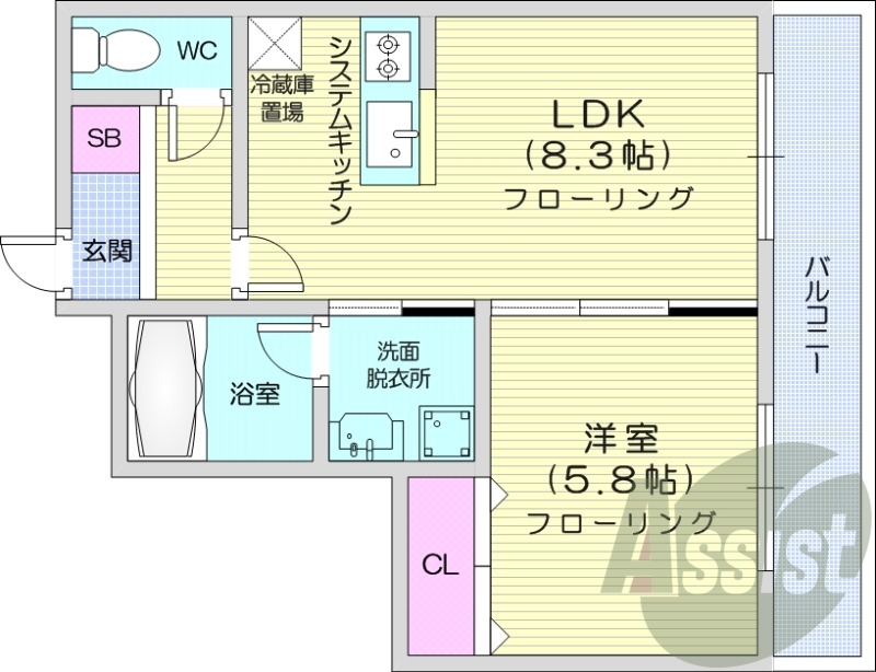 1LDK、灯油暖房、ネット無料、宅配BOX、オートロック