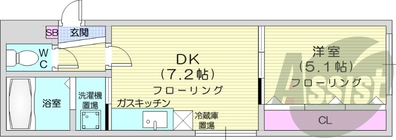 1DK、角部屋、エアコン、灯油暖房、ネット使用料不要