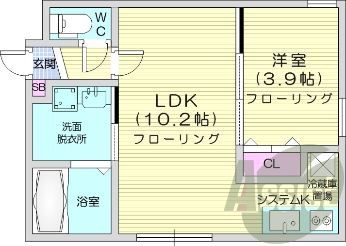 1LDK、都市ガス、エアコン、ネット無料