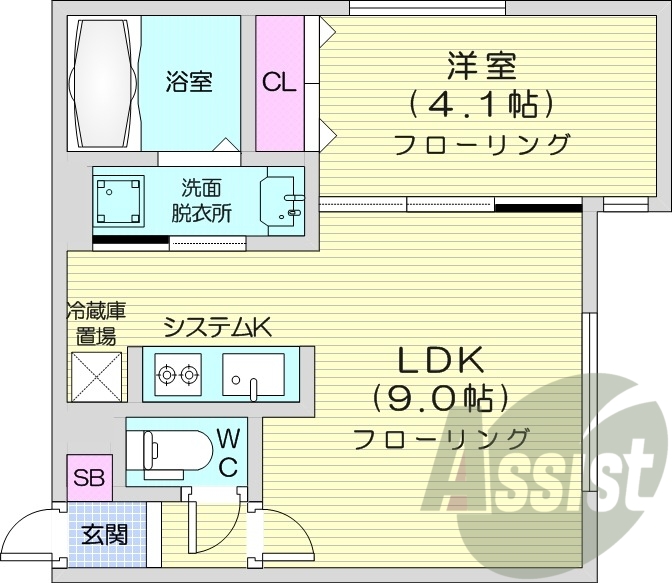 1LDK、エアコン、システムキッチン、灯油暖房