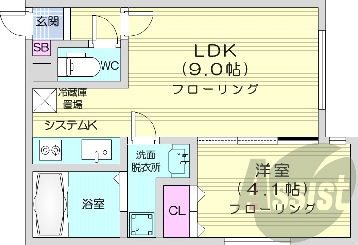 1LDK、灯油暖房、エアコン、ネット無料、オートロック
