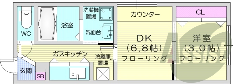 1DK、エアコン、ネット使用料不要、宅配ボックス