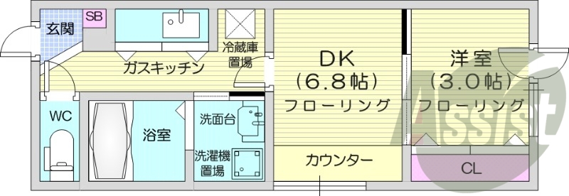 1DK、エアコン、ネット使用料不要、宅配ボックス