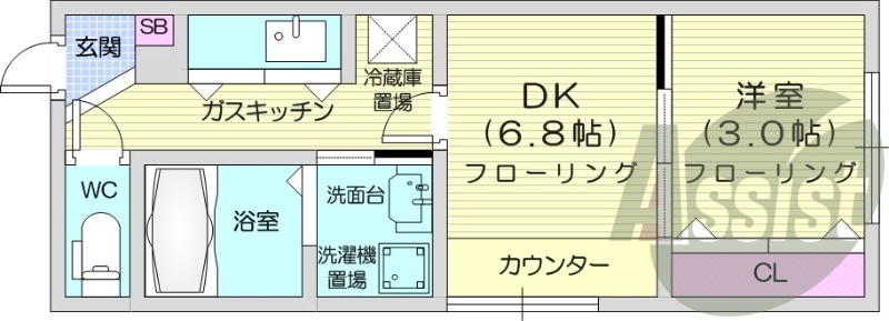 1DK、エアコン、ネット使用料不要、宅配ボックス