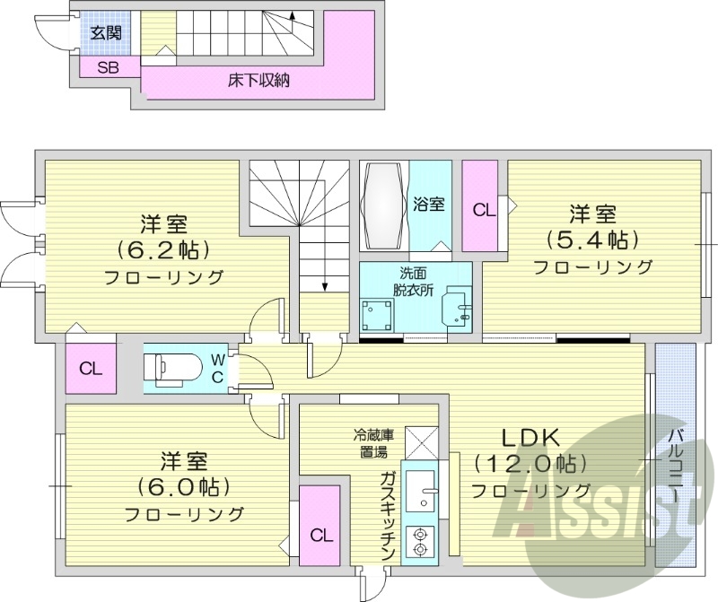 3LDK、追い炊き機能、浴室乾燥機、シャンプドレッサー