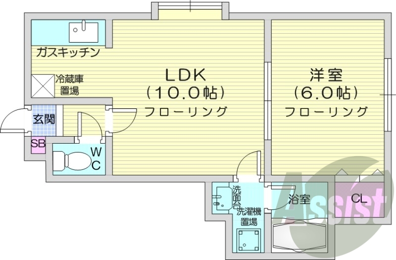 1LDK、インターネット無料、エアコン、TVモニターホン
