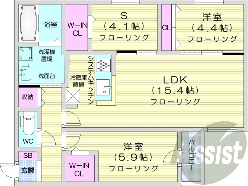 3LDK、都市ガス、食洗器、追い焚き、浴室乾燥機、エアコン
