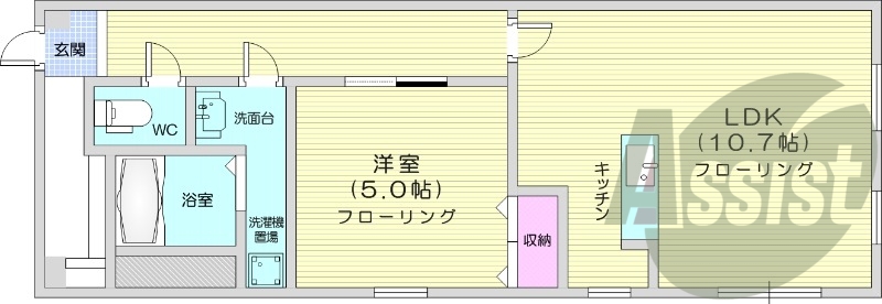 1LDK、灯油暖房、角部屋、モニターホン