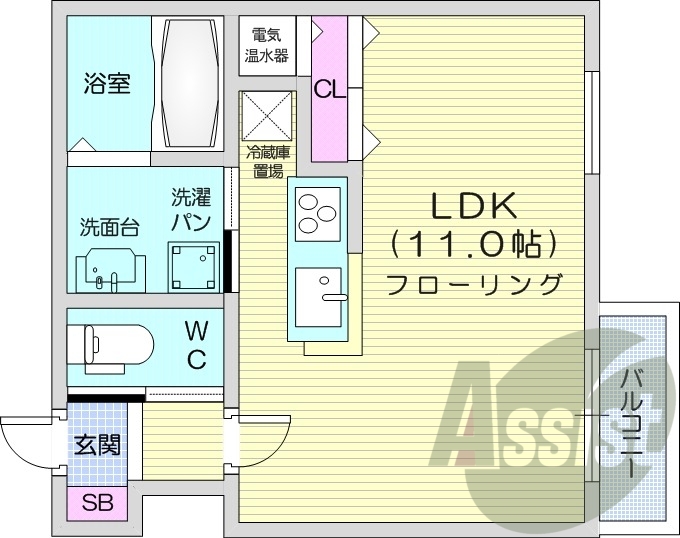 1K、オール電化、インターネット対応