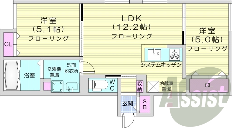 2LDK、都市ガス、エアコン、ネット無料、追い焚き