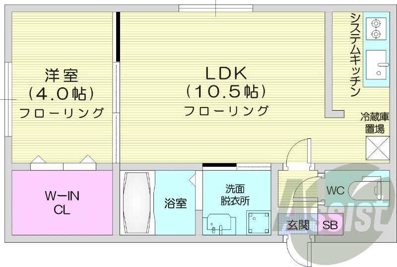 1LDK、収納、ネット無料、角部屋、灯油暖房