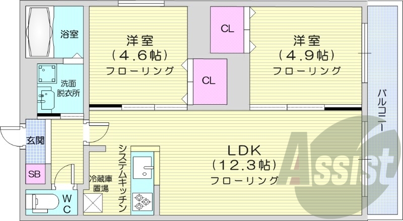 2LDK、追い焚き、エアコン、灯油暖房、ネット無料