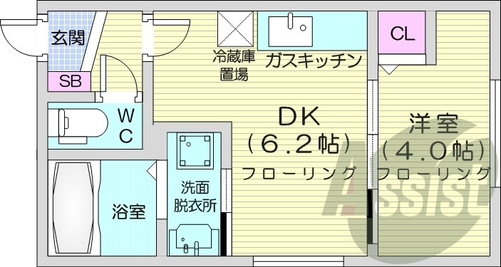 1DK、シャワートイレ、モニタ付インターホン、ネット無料