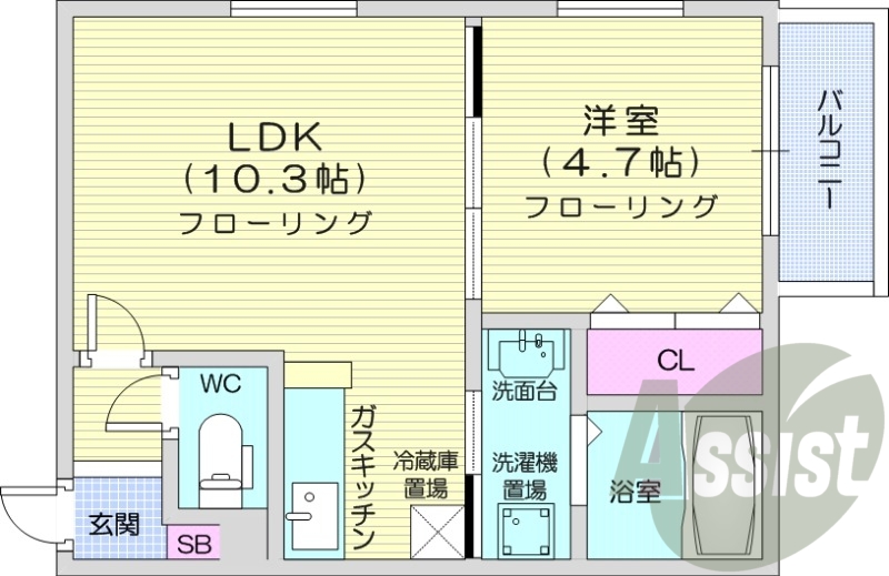 1LDK、エアコン、シャンドレ、宅配ボックス