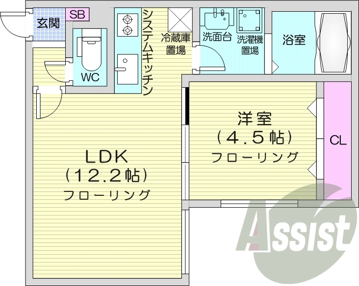 1LDK、エアコン、システムキッチン、灯油暖房