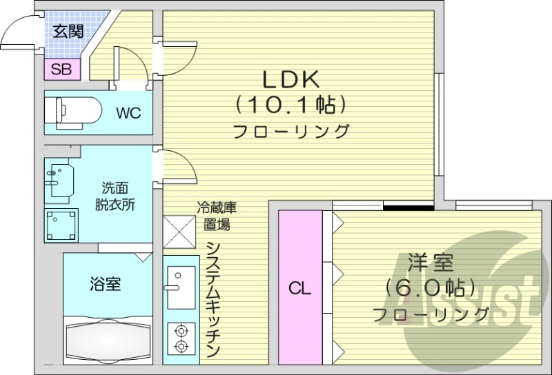1LDK、システムキッチン、エアコン、灯油暖房、ネット無料