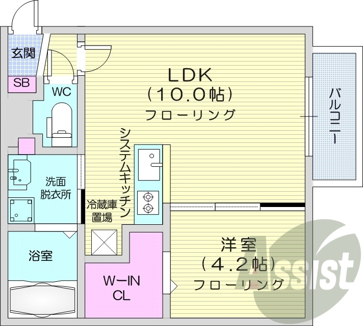 1LDK、エアコン、灯油暖房、浴室乾燥機