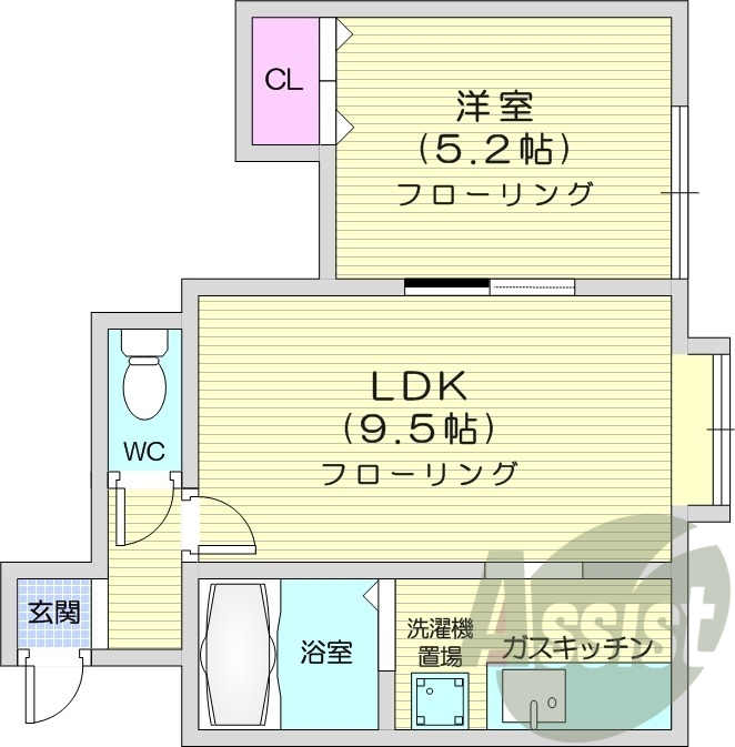 1DK、バストイレ別、独立洗面台、脱衣所