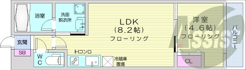 1LDK、都市ガス、エアコン、オートロック