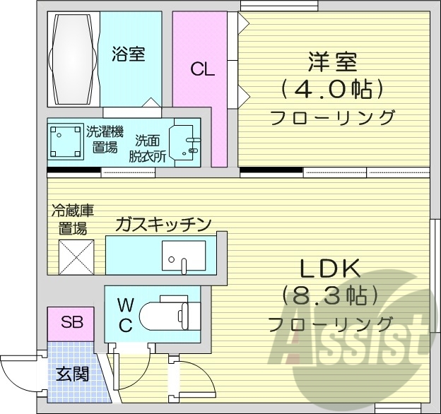 1LDK、エアコン、灯油暖房、ネット無料、独立洗面台