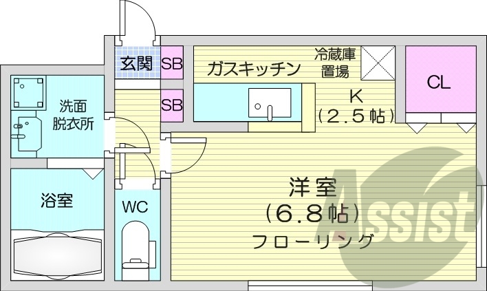 1K、ネット無料、エアコン、シャンプードレッサー