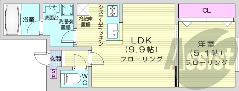 1ＬＤＫ、エアコン、システムキッチン、ネット無料