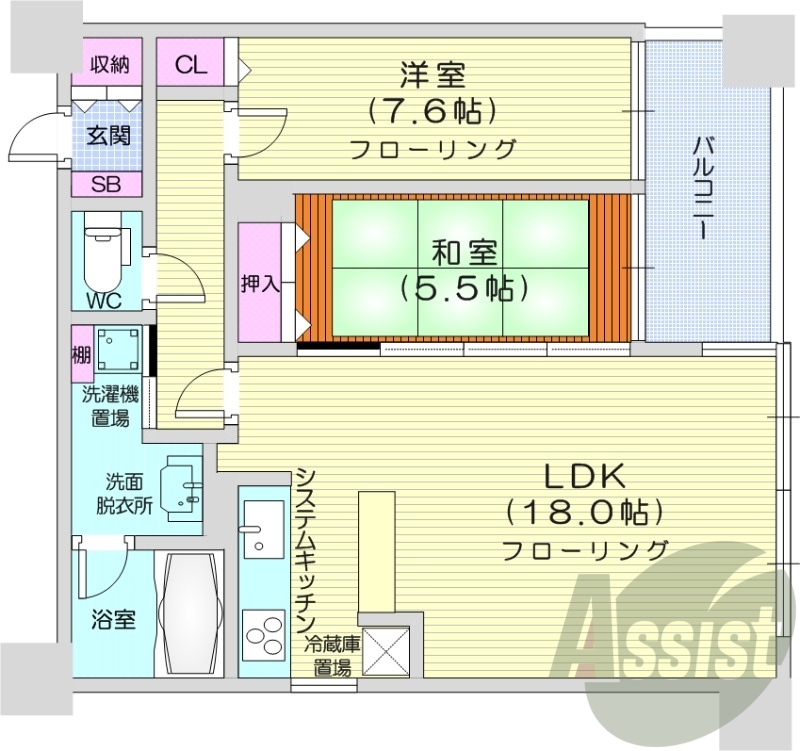 2LDK、ネット使用料無料、システムキッチン、バストイレ別
