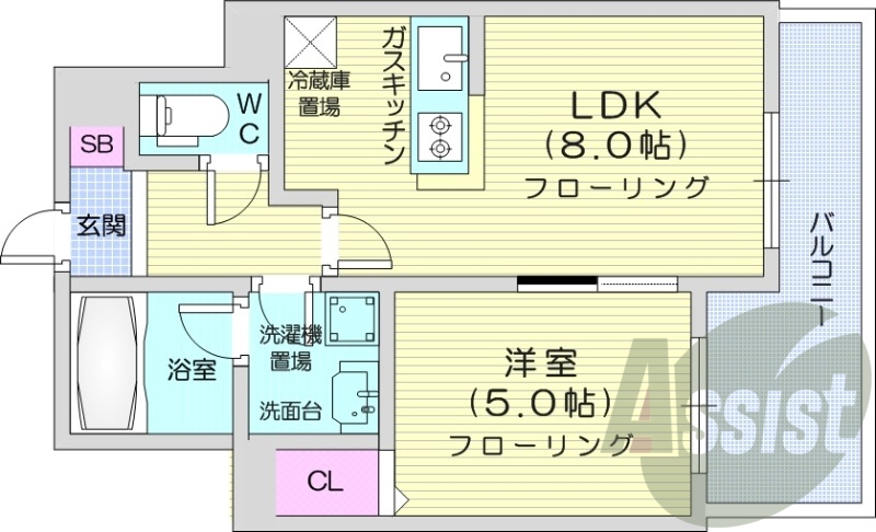 1LDK、独立洗面台、オートロック、シャワートイレ