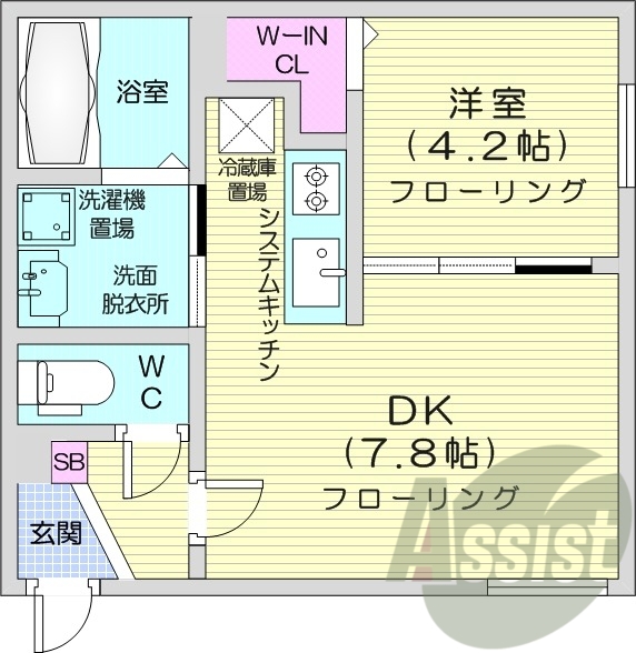 1LDK、エアコン、浴室乾燥機、オートロック。ネット無料