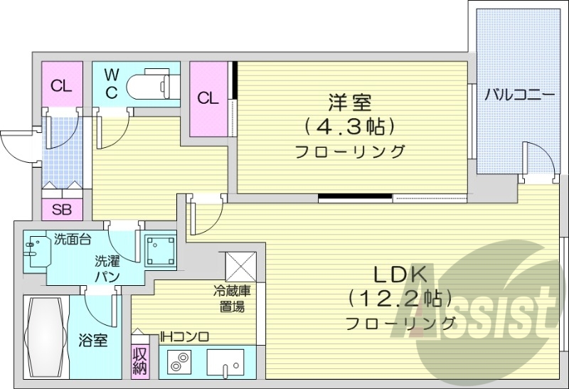 1LDK、都市ガス、浴室乾燥、追い焚き、エアコン