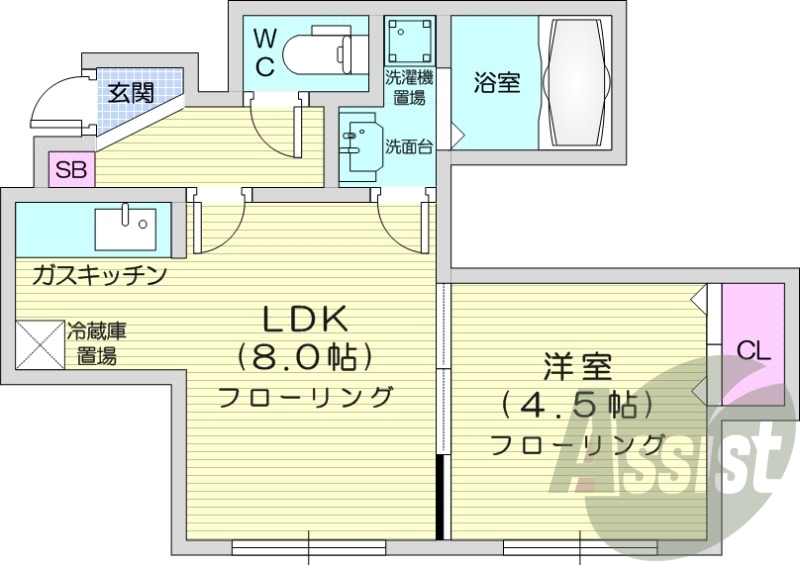 1LDK、エアコン、独立洗面台、灯油暖房、シャワートイレ