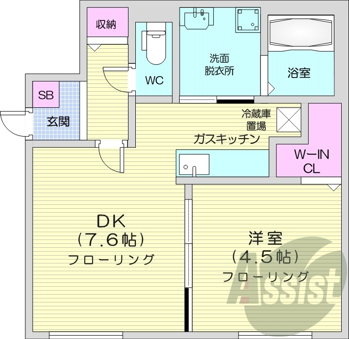 1DK、エアコン、浴室乾燥機、ペット可、ガスリミット