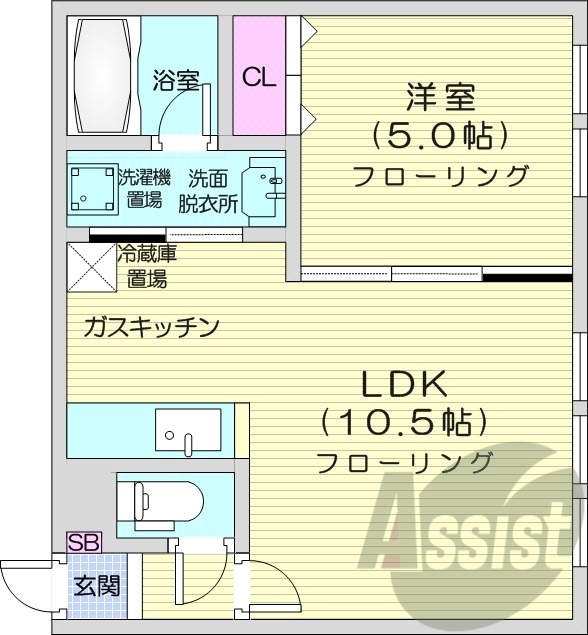 1LDK、独立洗面台、温水洗浄便座、ネット使用料無料