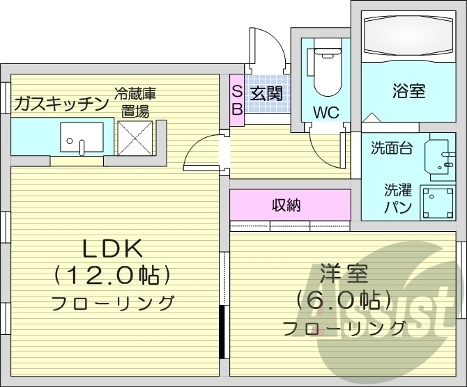 1LDK、温水洗浄便座、灯油暖房、カメラ付きインターホン