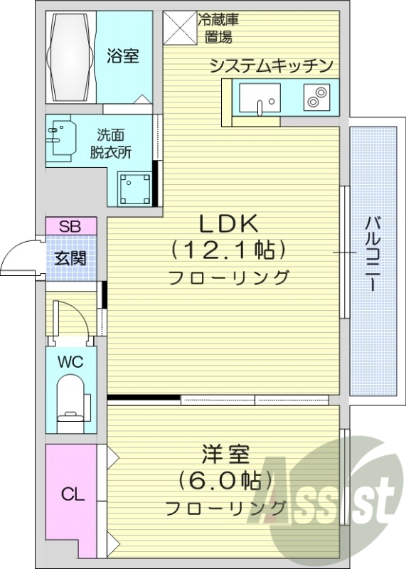 1LDK、エレベーター、インターネット無料