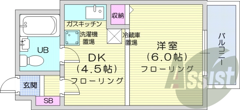 1DK、都市ガス、インターネット無料、ペット可